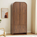 Arched Wardrobe Closet with Hanging Rod and 2 Drawers
