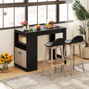 48" Bar Table with Storage Cabinet & Wine Rack