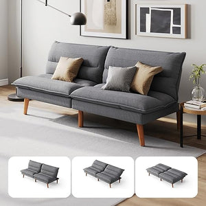 Convertible Corduroy Futon Sofa Bed with Adjustable Backrest