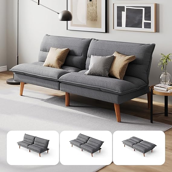 Convertible Futon Sofa Bed with Adjustable Backrest