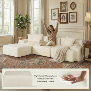 Modular Sectional Sofa with Ottoman – Chenille Cloud Couch