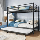 Triple Bunk Bed with Trundle – Twin Over Twin Metal Frame for Kids & Teens
