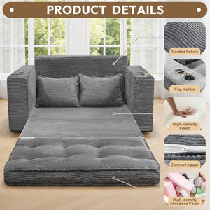 Convertible Loveseat Sofa Bed with Cup Holders