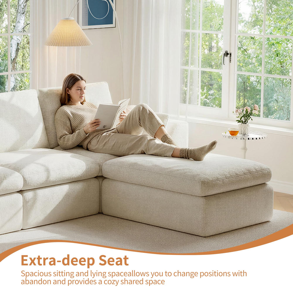 108" Modular Sectional Cloud Couch with Ottoman