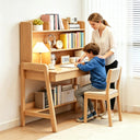 Kids Adjustable Study Desk with Bookshelf and Drawers