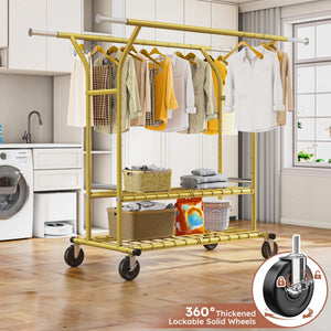 Heavy Duty Double Rod Clothes Rack