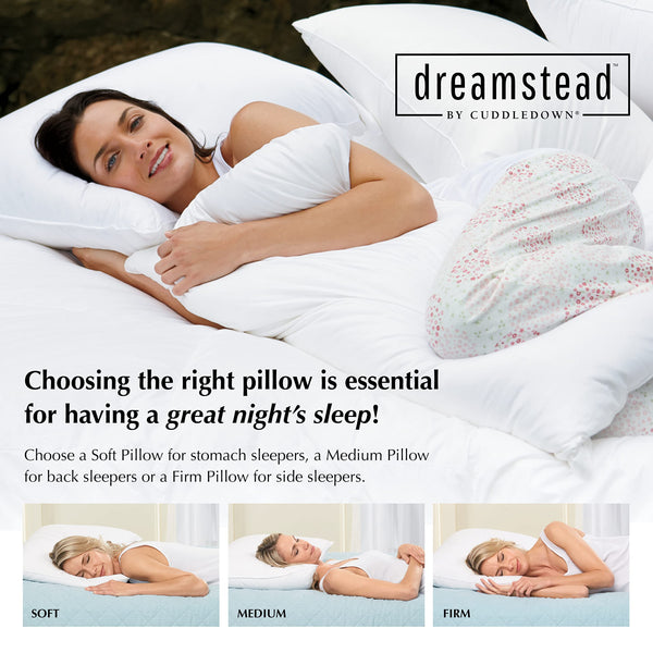 600 Fill Power Down Pillow – Cotton Damask Shell