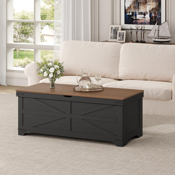 Large Farmhouse Toy Chest & Storage Bench with Safety Hinges