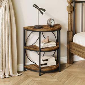 Half Round 3-Tier End Table with Metal Frame