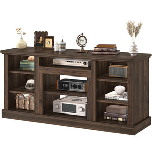 YITAHOME Farmhouse TV Stand for 75/80 Inch TVs, Entertainment Center with Adjustable Shelf & Open Storage, TV Console Table with Cord Management for Living Room, Bedroom (Walnut)