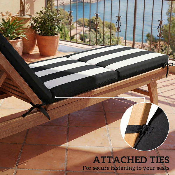 Outdoor Chaise Lounge Cushions Set of 2 with High-Density Foam, Water-Repellent & UV-Resistant