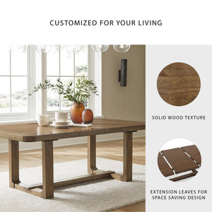 Farmhouse Dining Extension Table with Removable Center Leaf