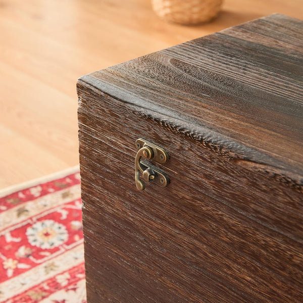 Rustic Wooden Storage Chest with Hinged Lid