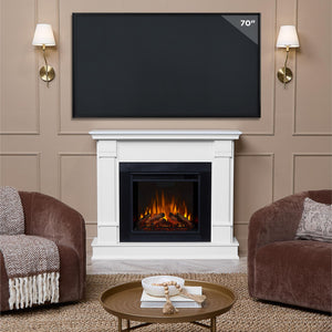 48" Electric Fireplace with Mantel – White