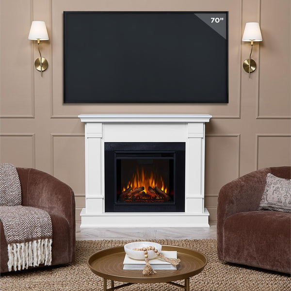 48" Electric Fireplace with Mantel – White