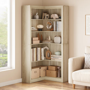 L-Shaped 5-Tier Corner Bookshelf