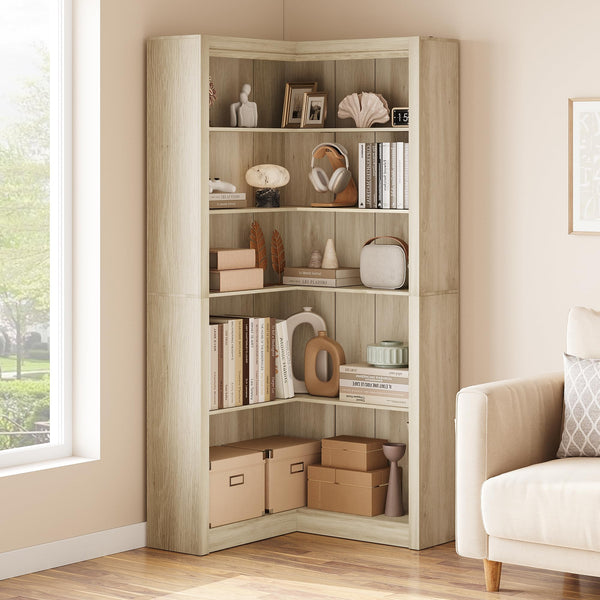 L-Shaped 5-Tier Corner Bookshelf