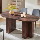 63" Oval Dining Table for 4-6 | Wood-Grain Top, T-Base, Dark Walnut