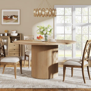 47" Round Dining Table with Metal Pedestal Base