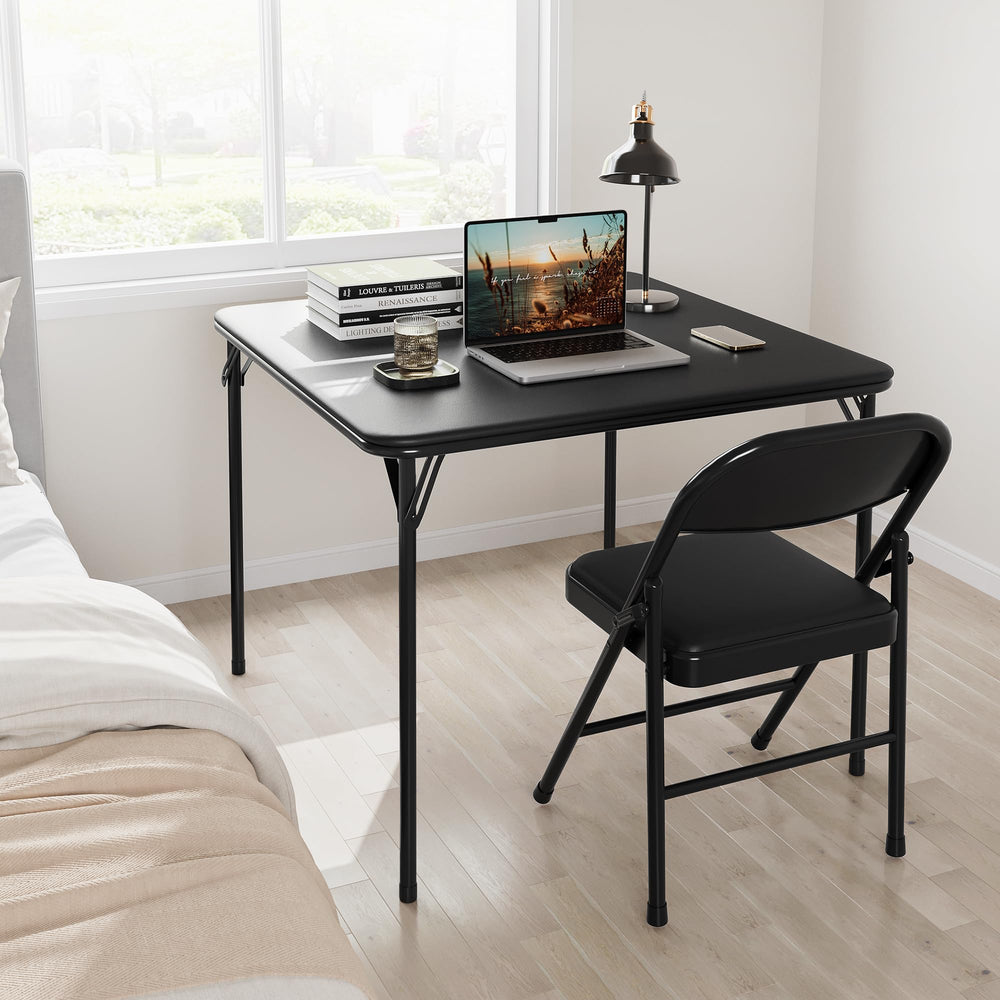 5-Piece Folding Table and Chair Set with Metal Frame
