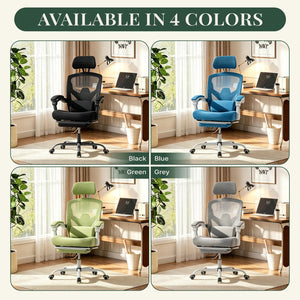 Ergonomic Office Chair with Footrest & Reclining Mesh Back