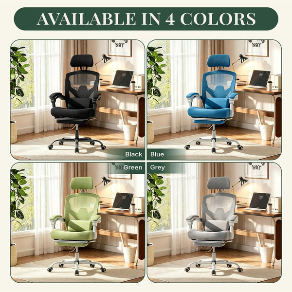 Ergonomic Office Chair with Footrest & Reclining Mesh Back