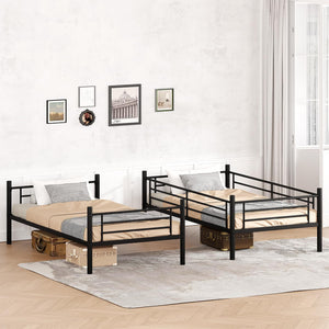 Metal Twin Over Twin Bunk Bed with Ladders & Safety Rails