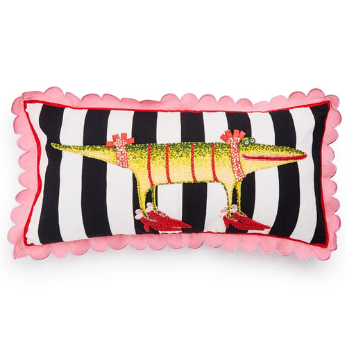 Gloria Alligator Lumbar Throw Pillow – Cotton, 11x22
