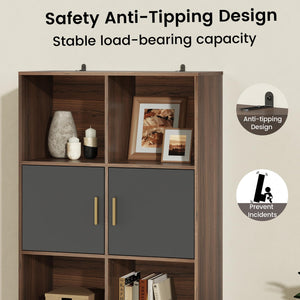 Tall Bookcase with Drawers, Doors & Open Shelves