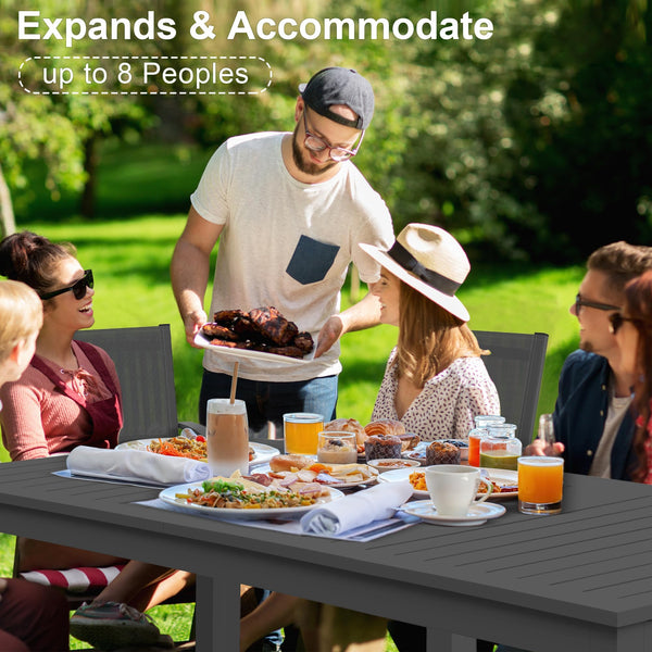 Expandable Aluminum Outdoor Dining Table 6-10 Person