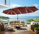 13ft Double-Sided Patio Umbrella with 120 LED Solar Lights & 12 Ribs