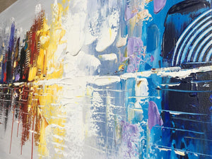 Abstract Cityscape Canvas Wall Art – Hand Painted Oil Painting