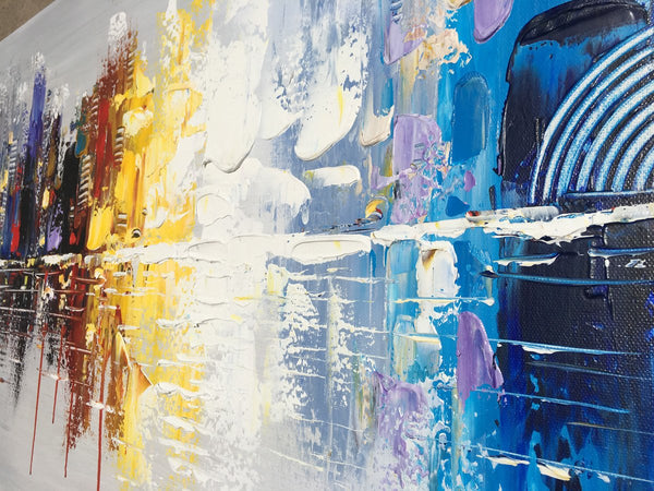 Abstract Cityscape Canvas Wall Art – Hand Painted Oil Painting