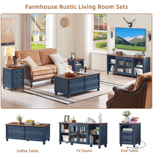 Farmhouse TV Stand with Glass Door & Adjustable Shelves – Fits Up to 65" TVs
