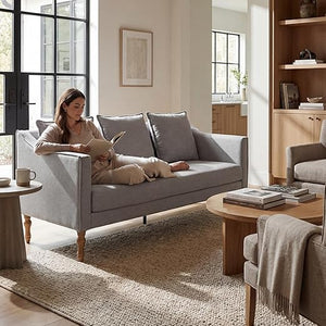 Farmhouse Loveseat Sofa with Wood Legs – 63" 3-Seater Couch