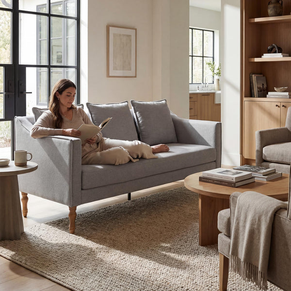 Farmhouse Loveseat Sofa – 63" Linen Grey