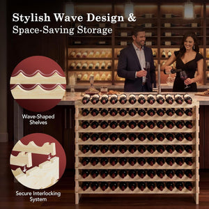Wooden Wine Rack Freestanding Stackable – 72 or 96 Bottle
