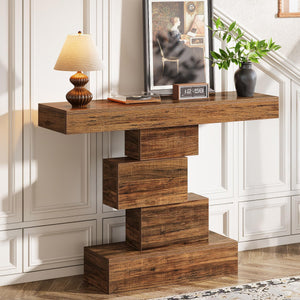 Farmhouse Console Table with Geometric Base, 42.5"