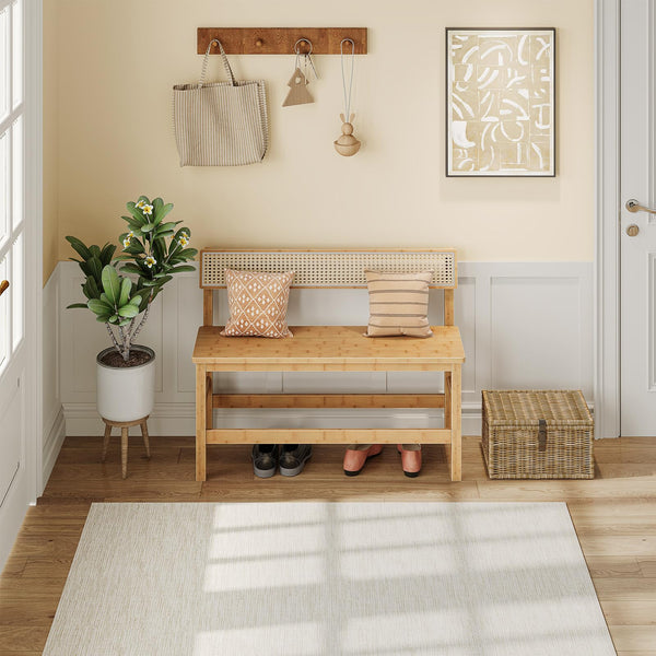 Bamboo Dining Bench with Back