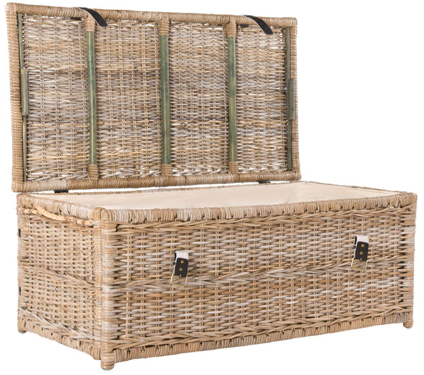 Wicker Storage Trunk with Flip-Top Lid