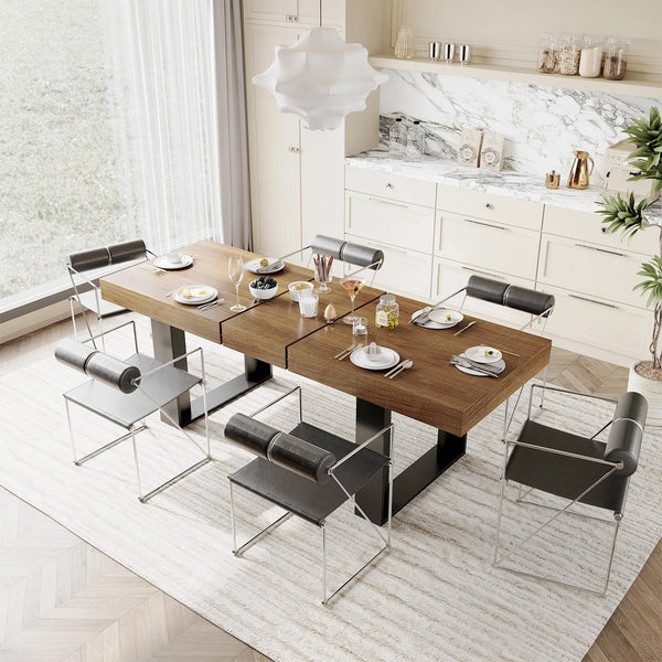 Extendable Farmhouse Dining Table for 8-10 | 70.9" to 86.6"