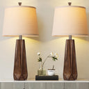 Modern Resin Table Lamps Set of 2 - 3 Color Temperature, Linen Shade, 27"