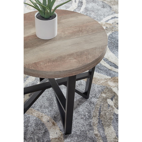 3-Piece Coffee Table & End Table Set – Light Brown & Black