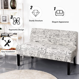 Armless Loveseat Sofa with Letter Design