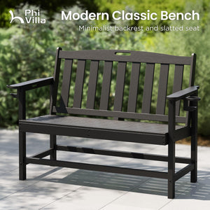 HDPE Outdoor Patio Bench with Armrests – 2-3 Person, 700 lbs Capacity
