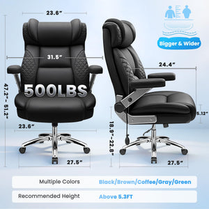 Big & Tall Ergonomic Office Chair – 500 LBS, 5D Arms, Lumbar Support