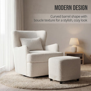 360° Swivel Wingback Accent Chair with Ottoman