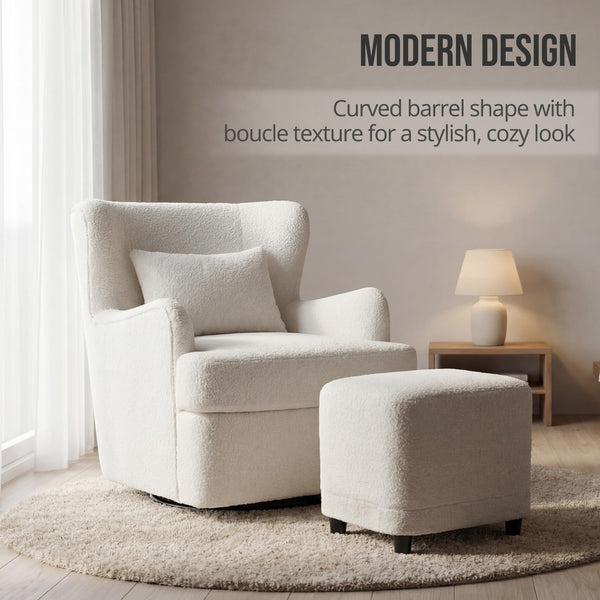 360° Swivel Wingback Accent Chair with Ottoman