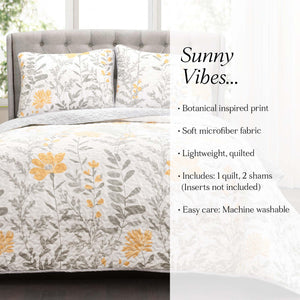 Reversible Floral Quilt Set — Full/Queen & King