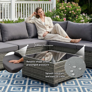 7-Piece Outdoor Wicker Patio Conversation Set with Coffee Table